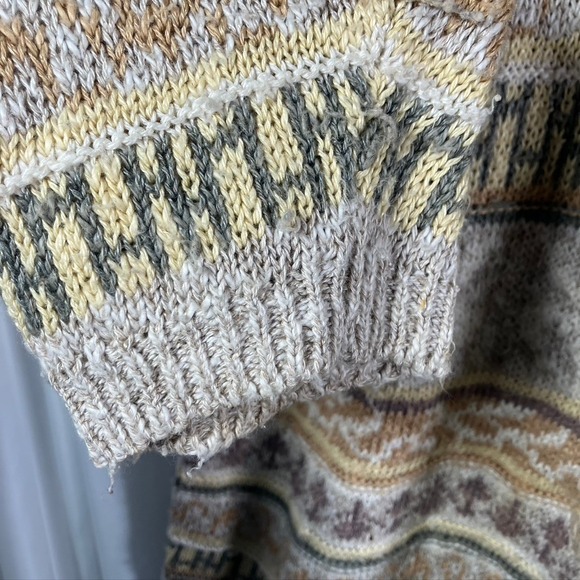 Talbots Women's Cardigan Sweater M Irish Linen Blend Button Front Knit Beige VTG - Picture 5 of 13